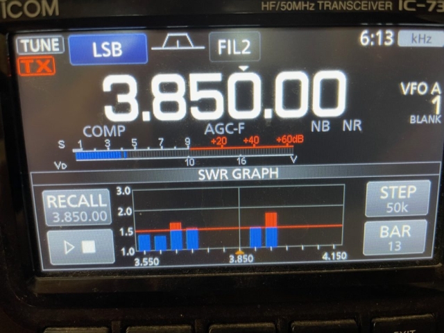 Triad antenna 80m swr blue bars on Icom 7300